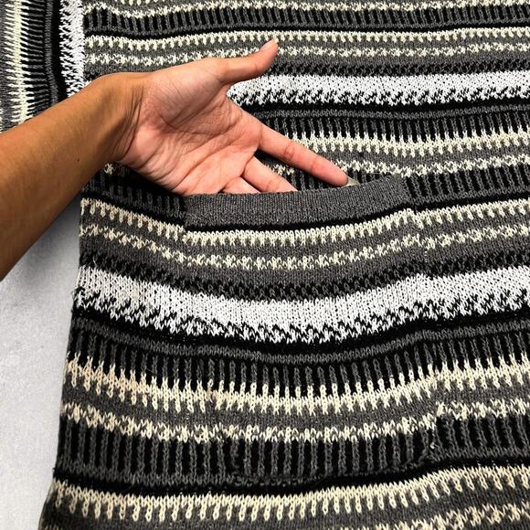 ★ Vintage Striped Knit Sweater with Earthy Tones & Chest Pocket ★ - Picture 2 of 7